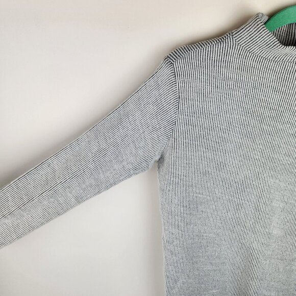 Denham Striped Lightweight Knit Oversized Cotton Blend Mockneck Sweater XXS - Picture 5 of 10